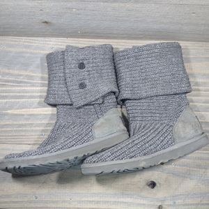 UGG Classic Cardy Knit Boots Womens Size 8 Gray